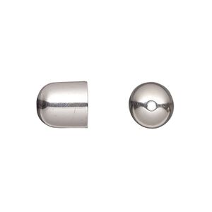 Cord end, JBB Findings, antiqued sterling silver, 10.5x9.5mm smooth round tube, 8mm inside diameter. Sold per pkg of 2.