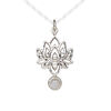 Rainbow moonstone / sterling silver 1pkg1, lotus drop natural antiqued 22.5x14.5mm image number 0