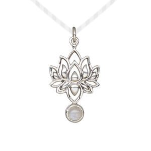 Rainbow moonstone / sterling silver 1pkg1, lotus drop natural antiqued 22.5x14.5mm