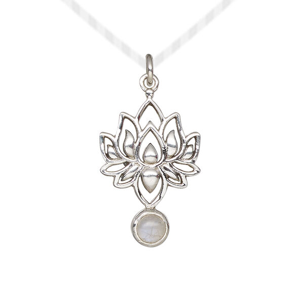 Rainbow moonstone / sterling silver 1pkg1, lotus drop natural antiqued 22.5x14.5mm image number 0