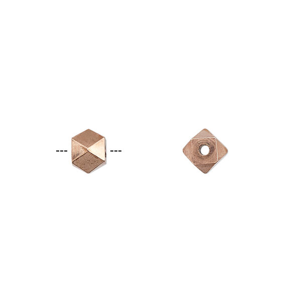 Bead, antiqued copper, 5mm faceted square. Sold per pkg of 20. image number 0