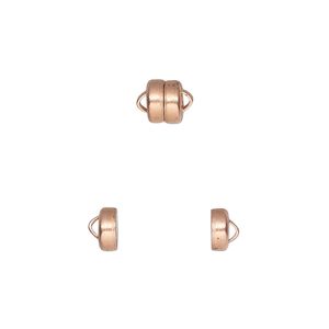 Clasp magnetic 1pkg12, 5.9x4.8mm barrel, copper Mag-Lok® 1-strand