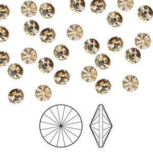 Chaton 144pk light Colorado topaz foil back, Preciosa MAXIMA Czech crystal rhinestone 8.16-8.41mm rivoli SS39
