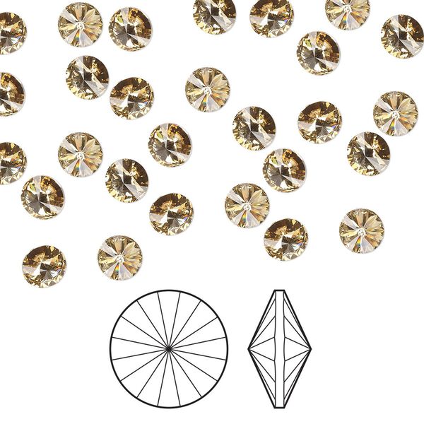 Chaton 144pk light Colorado topaz foil back, Preciosa MAXIMA Czech crystal rhinestone 8.16-8.41mm rivoli SS39 image number 0
