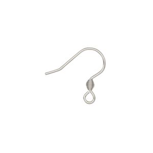 Ear wire fishhook 1pkg20, 16.5mm / 4x2mm coil / open loop, 21 gauge stainless steel 10 pair