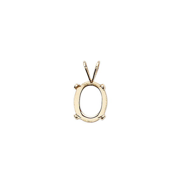Pendant, Cab-Tite™, 14Kt gold-filled, 10x8mm 4-prong oval setting. Sold individually. image number 0