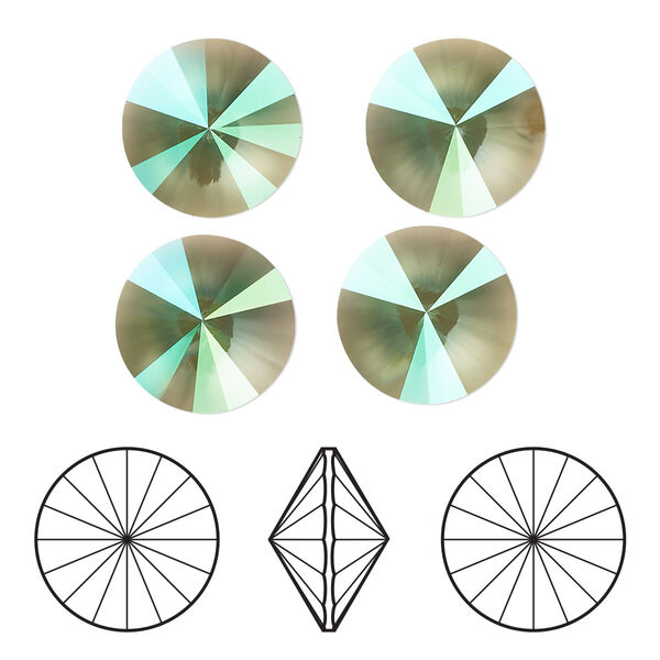 Chaton 4pk light turquoise luminous green, Crystal Passions® 12mm rivoli 1122 image number 0