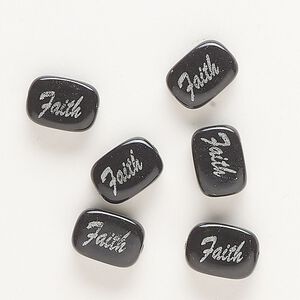 Mountain "jade" 1pkg10, flat double-sided "Faith" rectangle bead 14x10mm