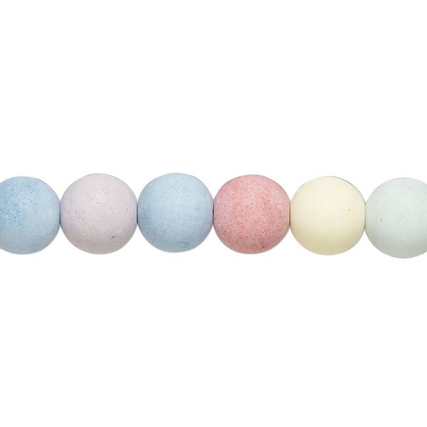 Bead, porcelain, opaque matte multicolored, 7.5mm round. Sold per 8-inch strand, approximately 25 beads. image number 0
