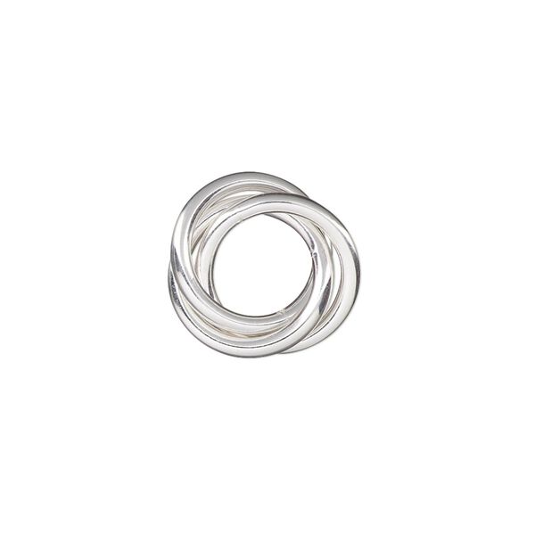 Component, sterling silver, 15mm interlocked eternity 3-ring. Sold individually. image number 0