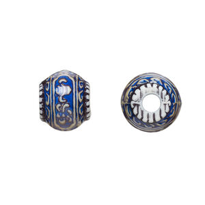 Bead, acrylic, multicolored, 13x11mm color-changing rondelle with fancy design. Sold per pkg of 2.
