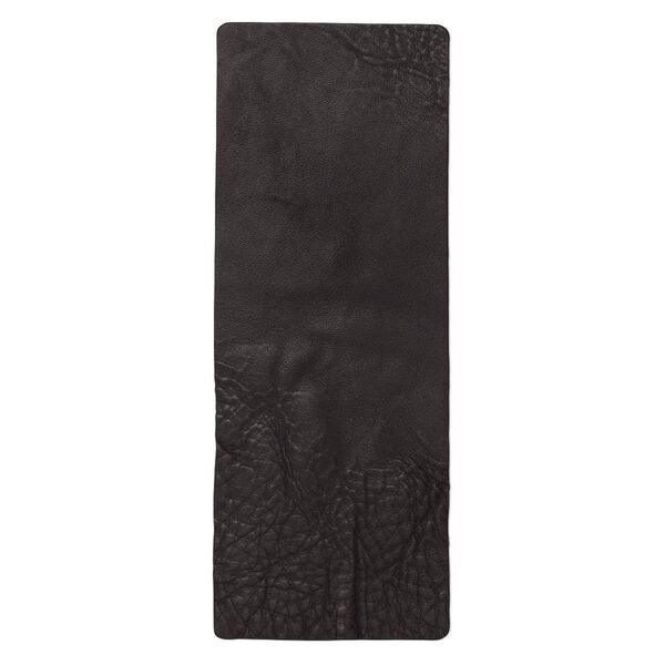 Design element, leather (dyed), black, 9-1/4 x 3-1/2 inch double-sided rectangle. Sold individually. image number 0