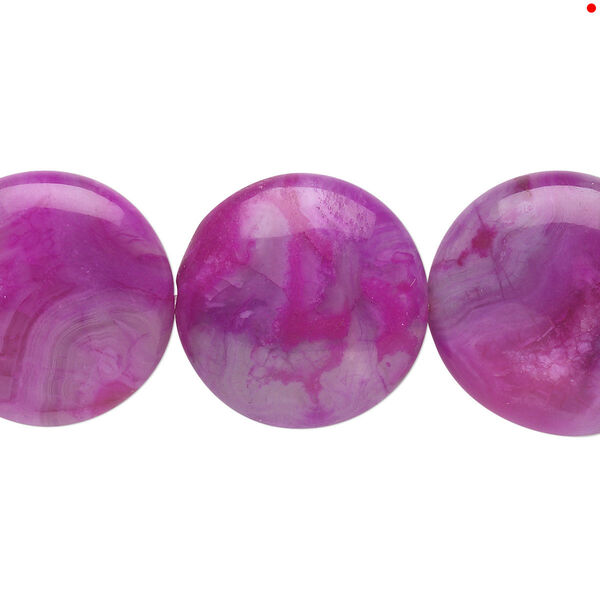 Crazy lace agate 1pkg1, puffed flat round bead 8 inch 20mm image number 0