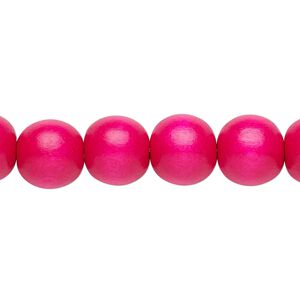 Bead, Taiwanese cheesewood (dyed / waxed), dark pink, 9-10mm round. Sold per pkg of (2) 15-1/2" to 16" strands.