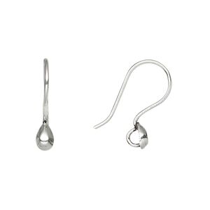 Ear wire fishhook 1pkg20 silver-plated, 18.5mm / 5x4mm teardrop / open loop, 20 gauge copper 10 pair