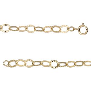 Chain 1pkg1 14Kt gold-filled starburst, 4mm oval / springring clasp, 20 inch