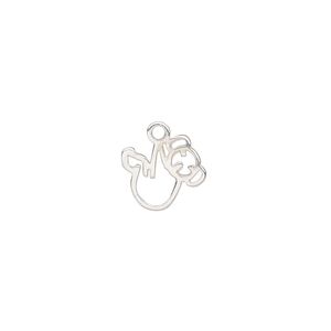 Charm Amoracast® 1pkg1 sterling silver, 13mm 2-sided cutout koala bear