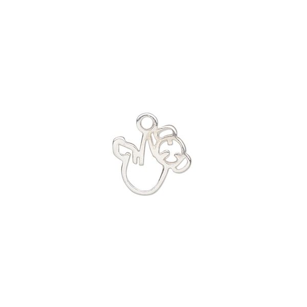Charm Amoracast® 1pkg1 sterling silver, 13mm 2-sided cutout koala bear image number 0