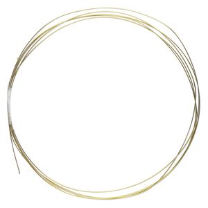 Wire, anodized niobium, yellow, half-hard, round, 24 gauge. Sold pkg of 5 feet.