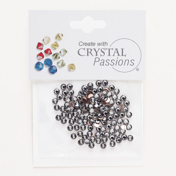 Flat back 1pkg144 crystal silver night, Crystal Passions&reg; rhinestone 3.00-3.12mm hotfix round SS12 image number 0