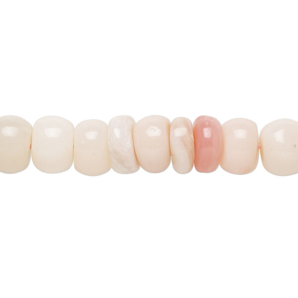 Bead, pink opal (natural), 8x2mm-9x7mm hand-cut rondelle with 0.4-1.4mm hole, B grade, Mohs hardness 5 to 6-1/2. Sold per 8-inch strand. image number 0
