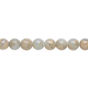 Aqua terra "jasper" 1pkg1, round bead natural 15.5-16 inch 6mm