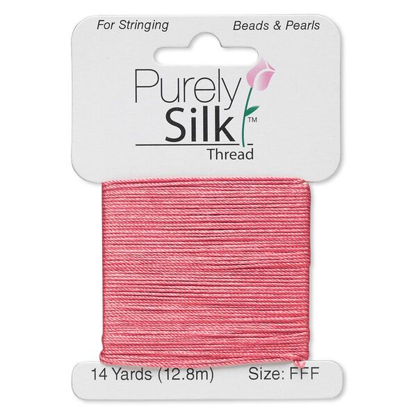 Thread, Purely Silk™, coral, size FFF. Sold per 14-yard card. image number 0