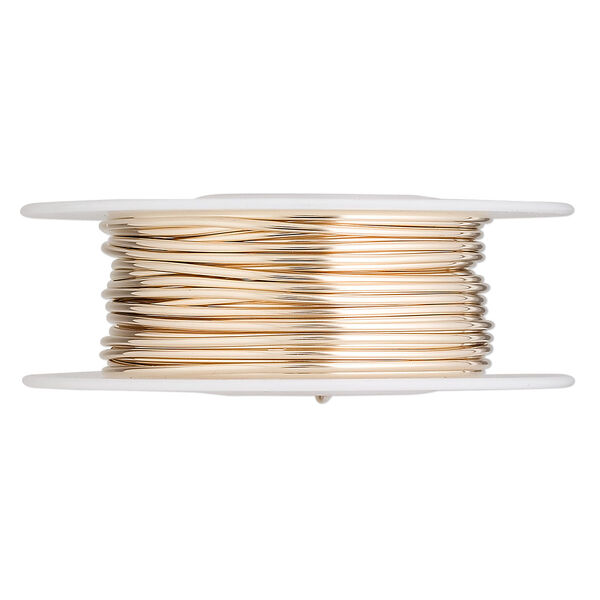 Wire, 12Kt gold-filled, full-hard, round, 18 gauge. Sold per pkg of 25 feet. image number 0