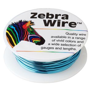 Wire, Zebra Wire™, color-coated copper, turquoise blue, round, 18 gauge. Sold per 10-yard spool.