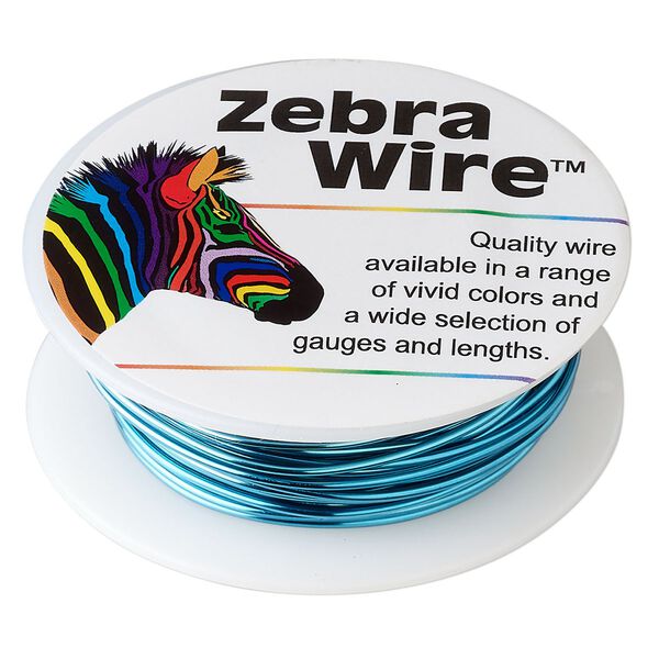 Wire, Zebra Wire™, color-coated copper, turquoise blue, round, 18 gauge. Sold per 10-yard spool. image number 0