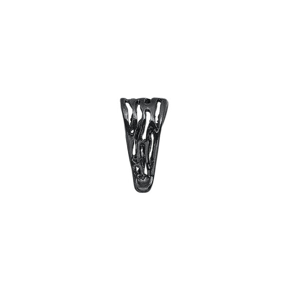 Bail, ice-pick, gunmetal-plated brass, 14.5x7.5mm fancy triangle, 11mm grip length. Sold individually. image number 0