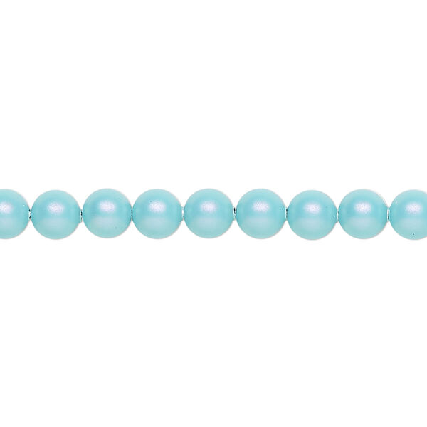 Pearl 100pk iridescent light turquoise, Crystal Passions® 5mm round 5810 image number 0