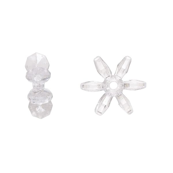 Bead, acrylic, transparent clear, 14x5mm paddle wheel. Sold per pkg of 500. image number 0