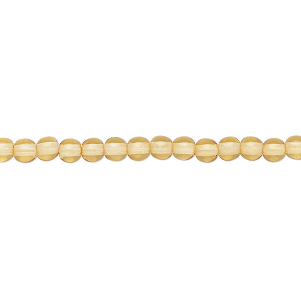 Bead, Czech dipped décor glass druk, translucent melon, 4mm round with 0.8-1mm hole. Sold per 15-1/2" to 16" strand. image number 0