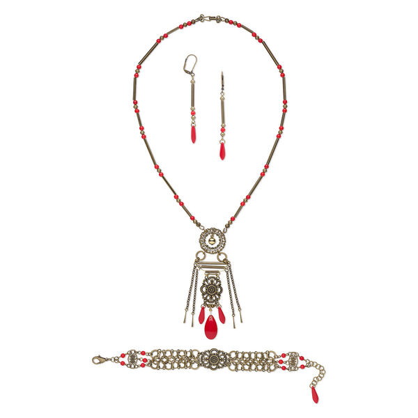 Necklace / earring / bracelet set, One of a Kind Jewelry, 19-1/2 inches and 7-1/2 inches. Only one available. image number 0