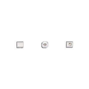 Crimp, Screw-Tite Crimps™, silver-plated brass, 3mm rectangle, for wire up to 0.024 inches. Sold per pkg of 10.