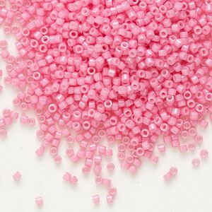 Seed bead, Delica®, glass, pkg/7.5g, #11 round, opaque carnation pink (DB-1371).