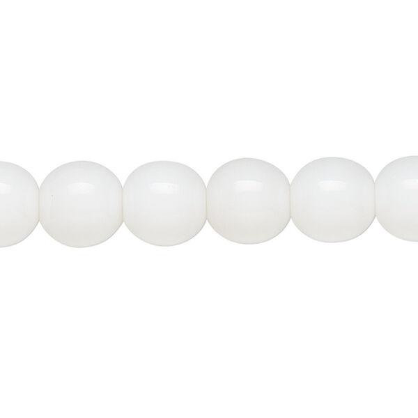 Bead, Czech glass druk, opaque white, 10mm round. Sold per 15-1/2" to 16" strand. image number 0