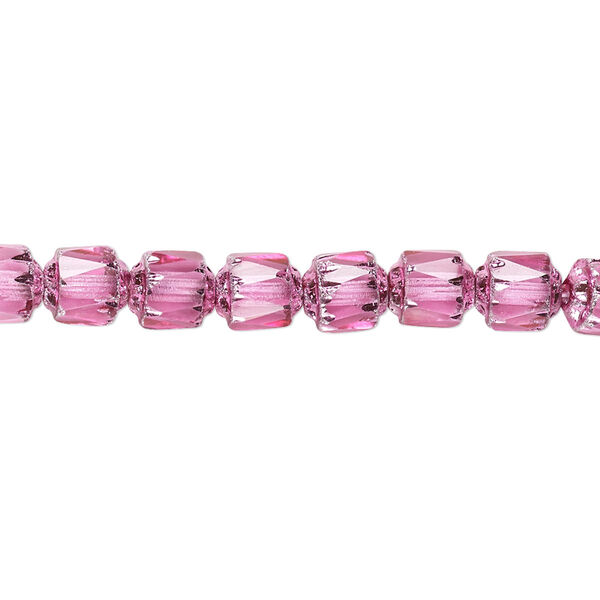 Bead, Czech glass, pink and metallic pink, 6mm round cathedral. Sold per 15-1/2" to 16" strand. image number 0