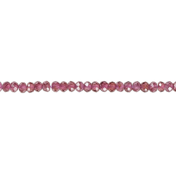 Bead, rhodolite garnet (natural), 3x2mm faceted rondelle with 0.5-1.5mm hole, A- grade, Mohs hardness 7 to 7-1/2. Sold per 15" to 16" strand. image number 0
