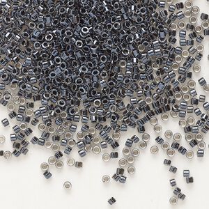 Seed bead, Delica®, glass, pkg/250g, #11 round, translucent charcoal-lined luster crystal clear (DB-0925).