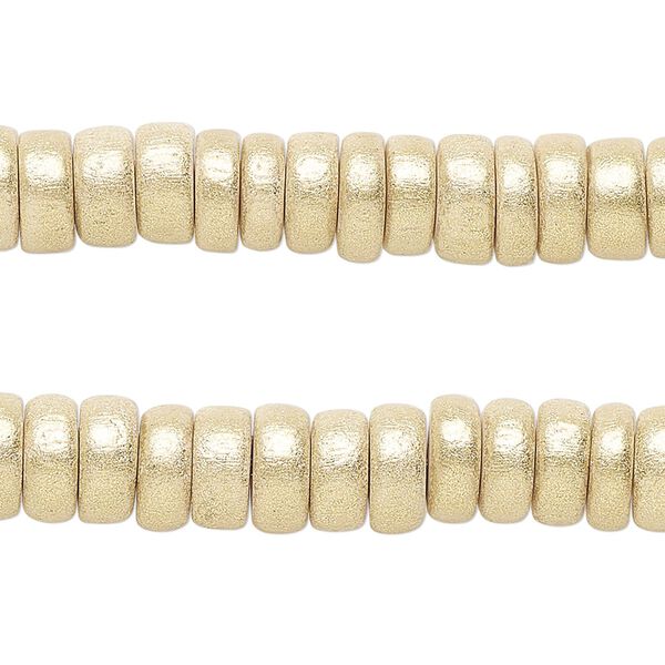Taiwanese cheesewood 1pkg2, hand-cut painted rondelle bead 15.5-16 inch frosted yellow gold 8x4mm image number 0