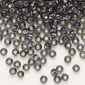 Seed bead, Preciosa Ornela Czech glass, pkg/500g, #6 rocaille, transparent silver-lined grey, (47010).