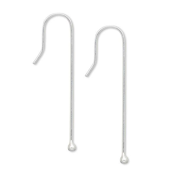 Ear wire fishhook 1pkg10 sterling silver-filled, 34mm / 30mm shank / 2mm ball, 22 gauge 5 pair image number 0
