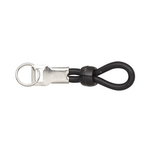 Eyeglass holder, rubber / acrylic / imitation rhodium-finished steel, black, 30x6mm with 6x4mm rondelle and 7mm split ring, adjustable. Sold per pkg of 20.