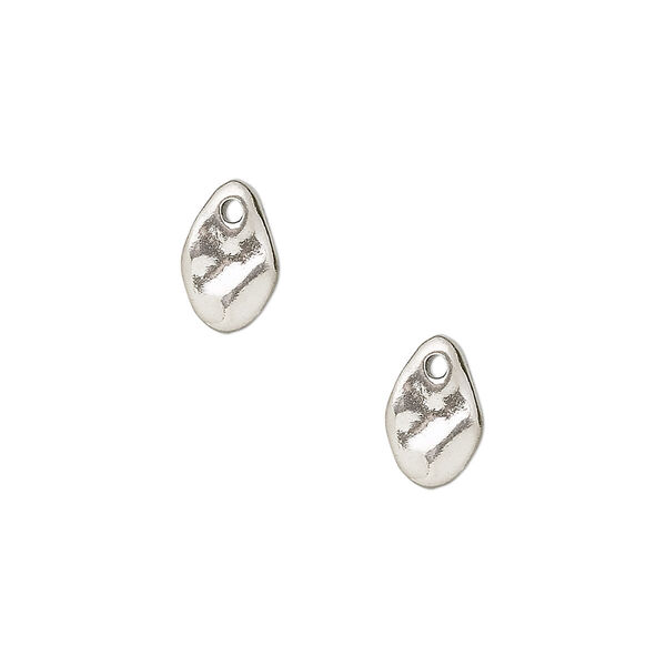 Drop, JBB Findings, sterling silver, 10x6mm flat teardrop. Sold per pkg of 2. image number 0