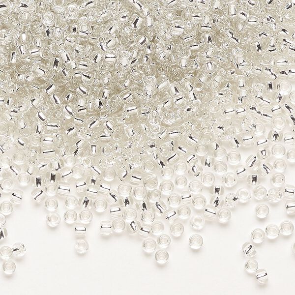 Seed bead, Dyna-Mites™, glass, pkg/1/2kg, #11 round, transparent silver-lined clear, (34:RR 11/0 RR). image number 0