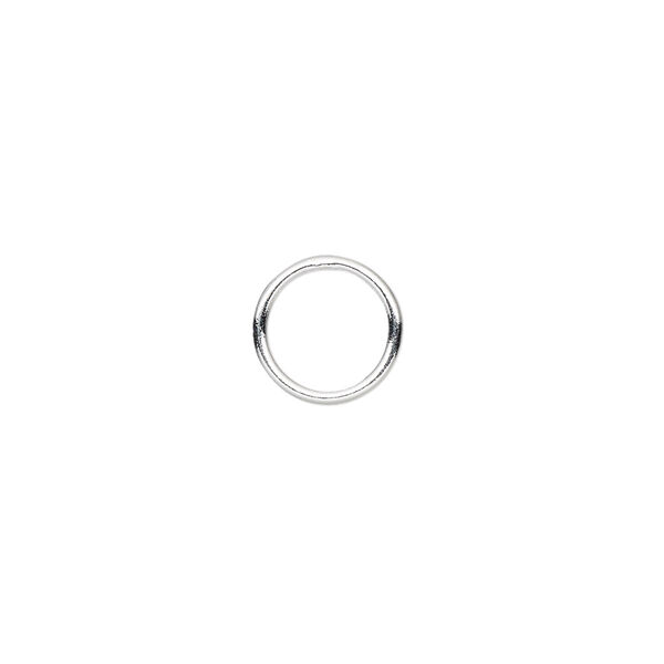 Jump ring, sterling silver, 10mm soldered round, 8mm inside diameter, 18 gauge. Sold per pkg of 10. image number 0