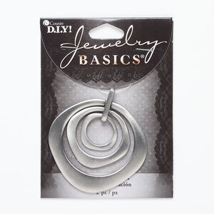 Focal 1pkg1, silver-finished brass, 53x50mm uneven diamond.