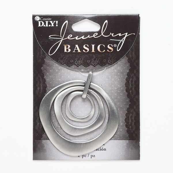Focal 1pkg1, silver-finished brass, 53x50mm uneven diamond. image number 0
